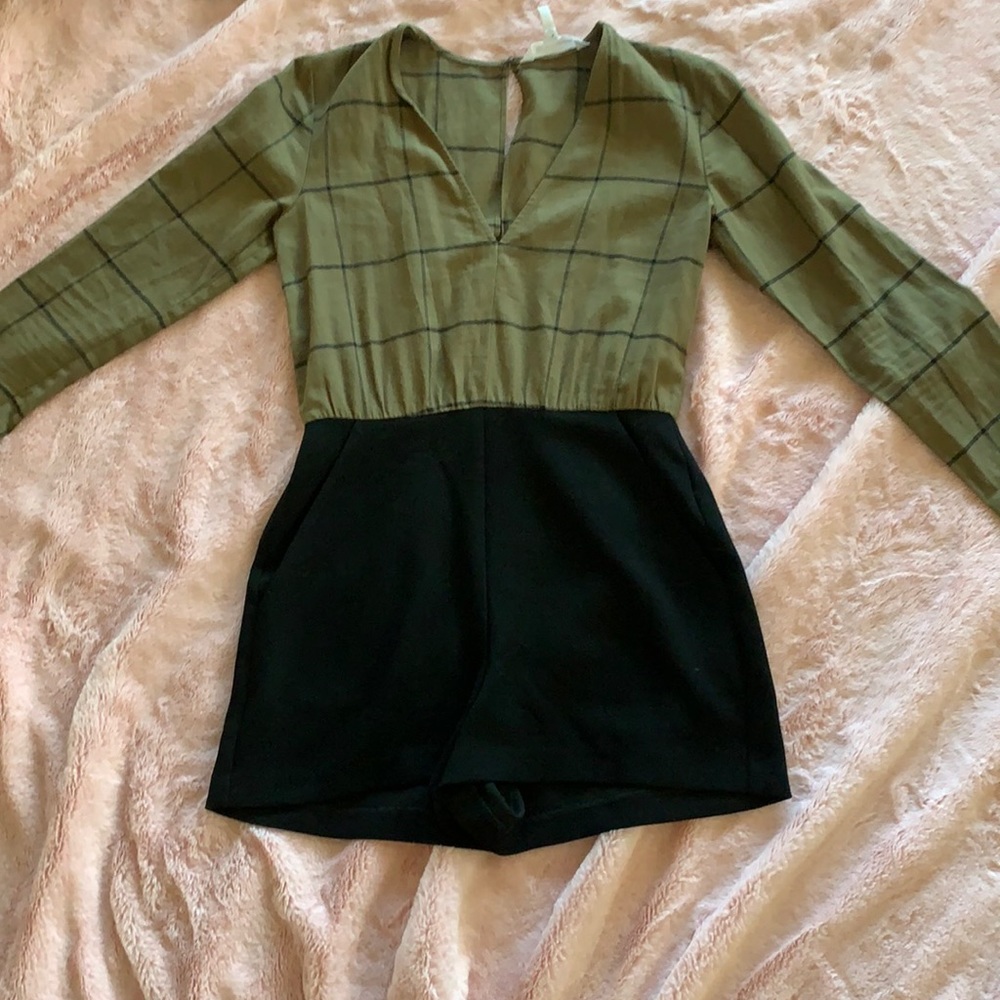 Green and black romper